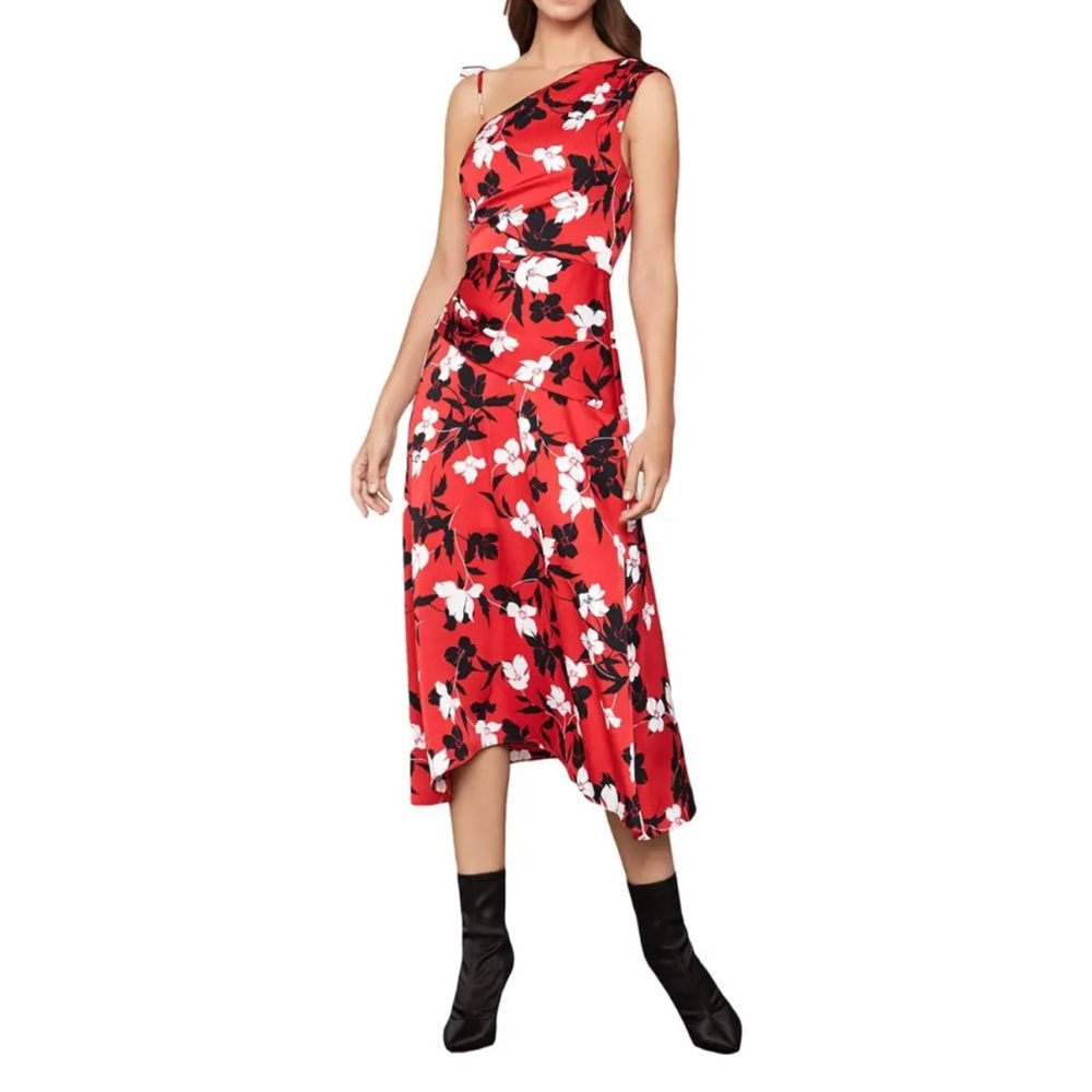 Bcbg maxazria   dress rooso floral red white dark navy Xs nwt